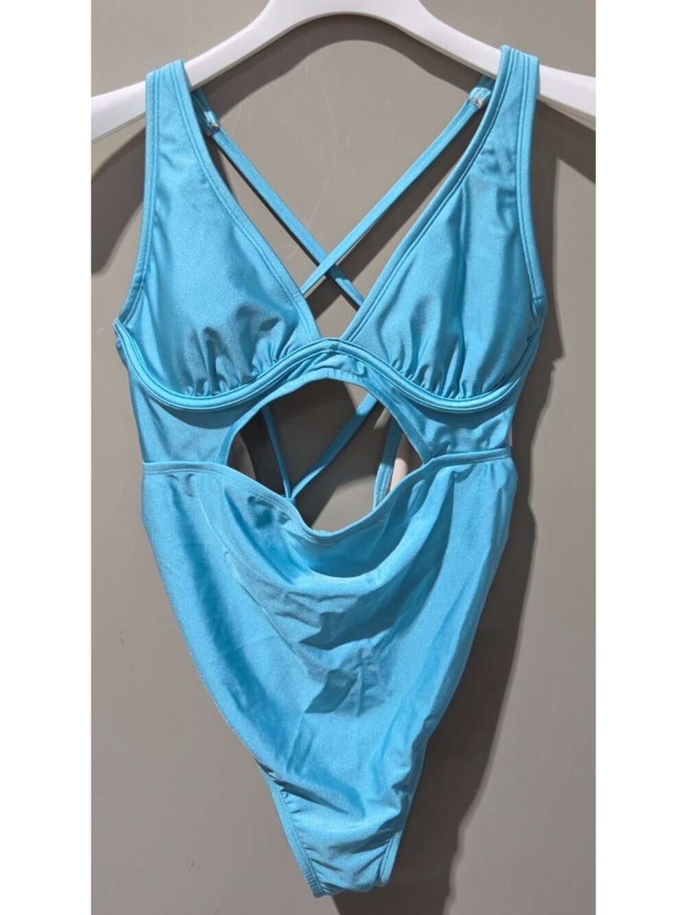Ingrid & Isabel Maternity Baby Blue Cut Out Front 1 Pc Swimsuit -- Size Small